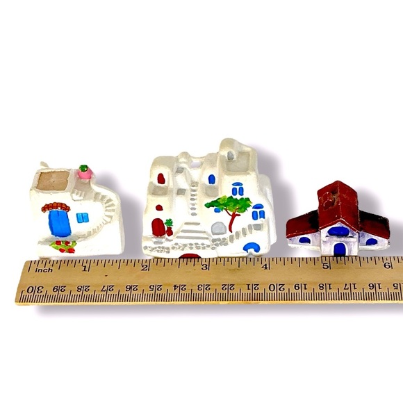 Vintage Greek Alabaster Village Miniature Houses Hand Made in Greece Set of 3 - Picture 7 of 16
